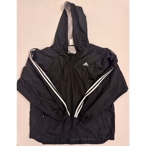 Vintage 90s Adidas Windbreaker Pullover Classic Stripe Size L Unisex Black/White